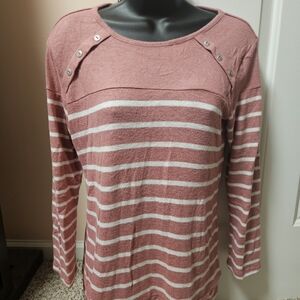 Market & Spruce Mauve Striped Long Sleeve Top